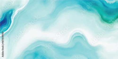 Pastel wave watercolor background in blue and green for calming brand graphics, spa promo, and wellness art