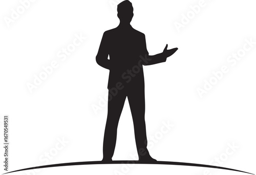Minimalist Black Silhouette Illustration of Presenter