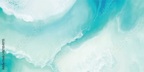 Pastel wave watercolor background in blue and green for calming brand graphics, spa promo, and wellness art