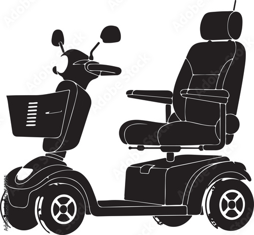 Scooter mobility electric wheelchair silhouette vector art