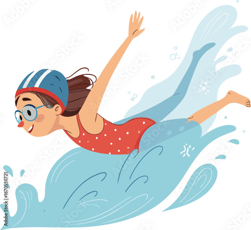 Female Swimmer Underwater Illustration