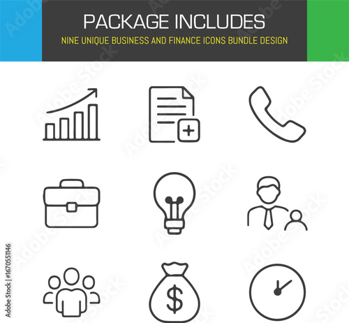 Streamline business growth with our exclusive finance icon set designed for peak performance