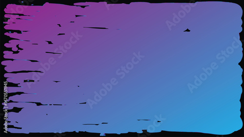 Abstract gradient vector background fading from purple to blue with rough black sketchy border edges, modern and artistic look.
