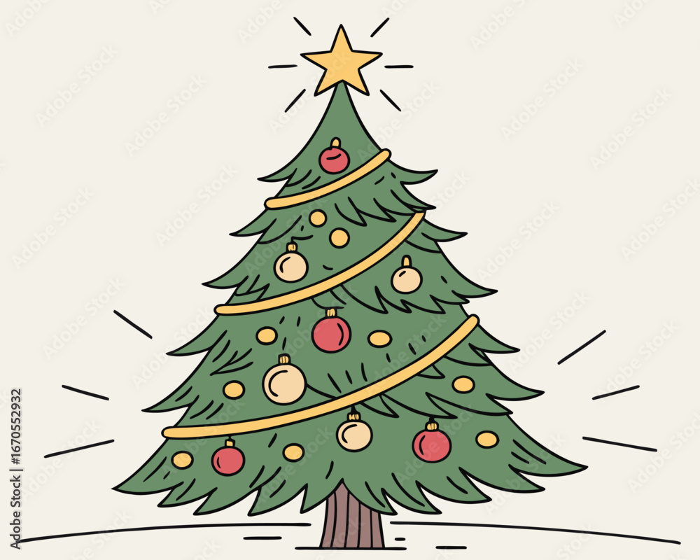 Fototapeta premium christmas-tree-vector-with-ornaments-and-star (1).eps