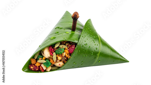 A Taste of Tradition: An Authentic Indian Meetha Paan (Sweet Betel Leaf) Mouth Freshener, Isolated on White