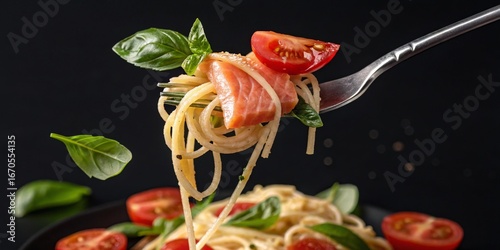 Forkful of Salmon Pasta wit...