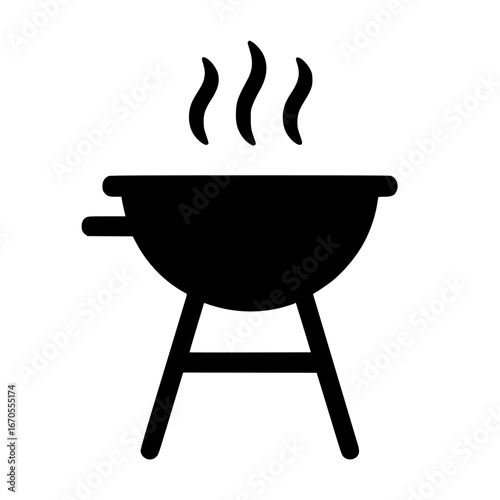Solid Grill with Smoke Icon