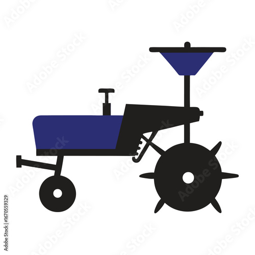 Seed Drill Machine Silhouette Vector – Profile View for Sowing