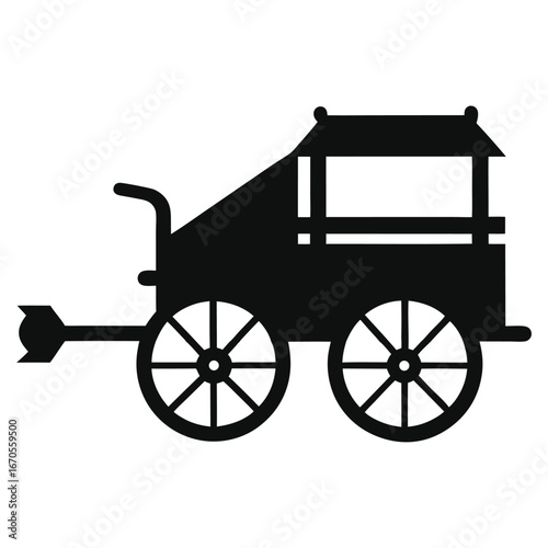 Threshing Machine Silhouette Vector – Traditional Vintage Design