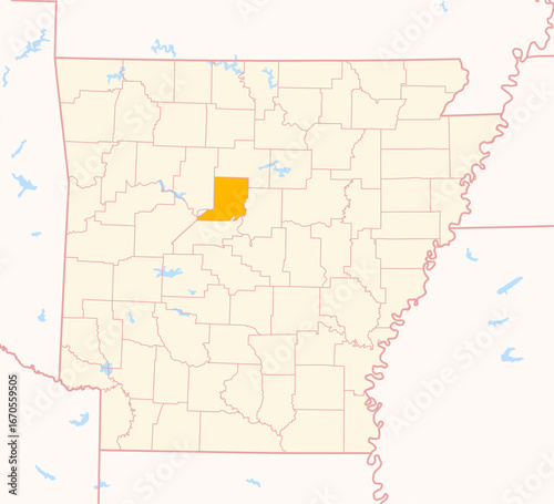 Map of the County Conway (Arkansas, US) showing the Federal State with the highlighted County