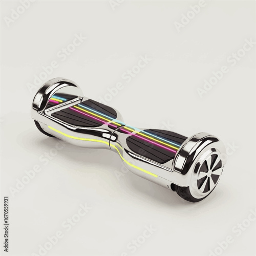 Sleek Chrome Hoverboard with Colorful LED Lights