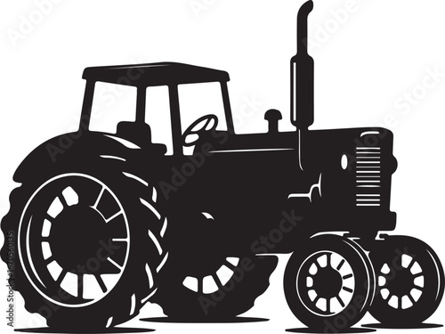 Tractor farm vehicle agricultural machine silhouette vector