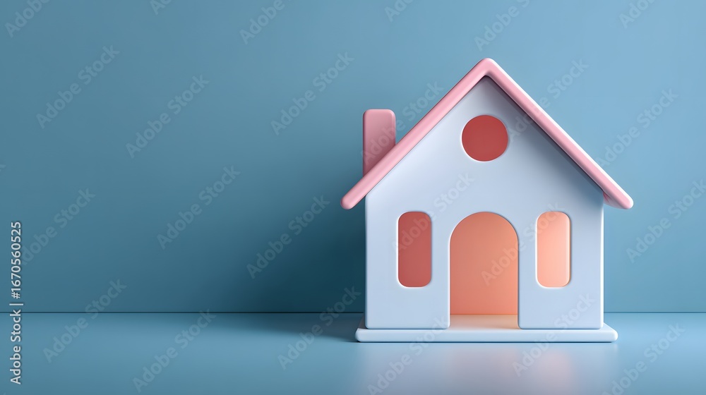 custom made wallpaper toronto digitalMinimalist Model House in Soft Pink and Blue Colors Against a Smooth Background