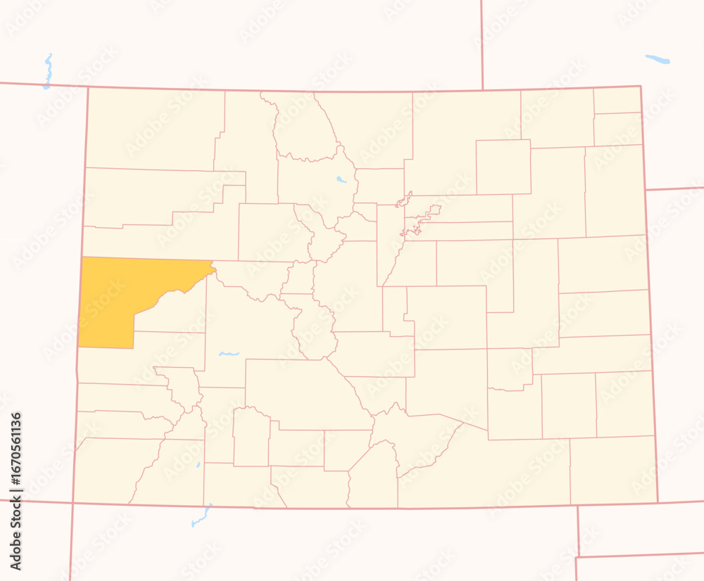Fototapeta premium Map of the County Mesa (Colorado, US) showing the Federal State with the highlighted County