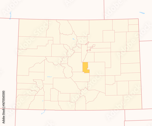 Map of the County Teller (Colorado, US) showing the Federal State with the highlighted County