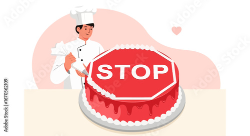 Stop Sign Cake Confectioner Decorating Delicious Dessert For Special Celebration