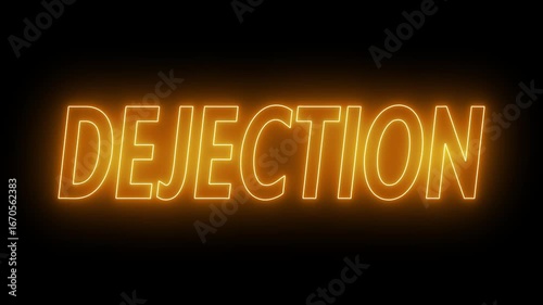 Animated glowing flickering neon inscription dejection. neon dejection text animation