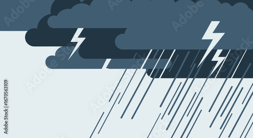 Stormy weather with lightning and rain, perfect for graphic design or weather illustrations