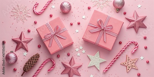 Pink Christmas Gift Flatlay...
