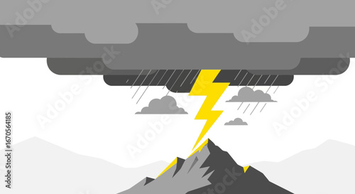 Striking Landscape Stormy Scene With Mountain Peaks and Lightning Graphic