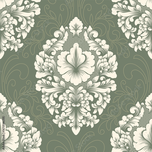 Damask modern seamless pattern element. Vintage classical old fashioned damask ornament, seamless texture for wallpapers, textile.