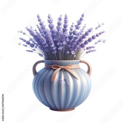 3D lavender vase isolated on white background