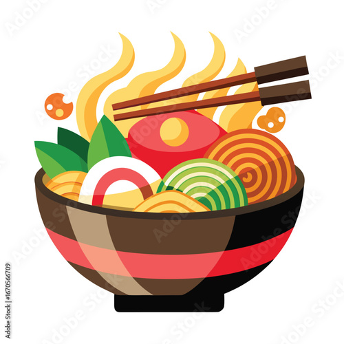colorful flat ramen vector clipart japanese cuisi