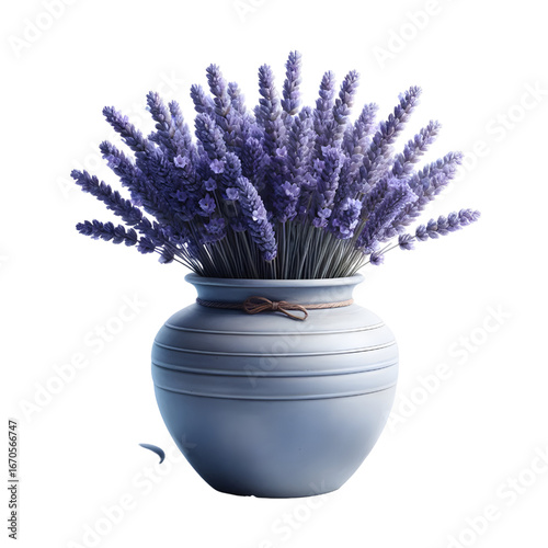 3D lavender vase isolated on white background