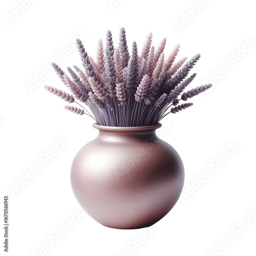 3D lavender vase isolated on white background