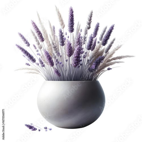 3D lavender vase isolated on white background