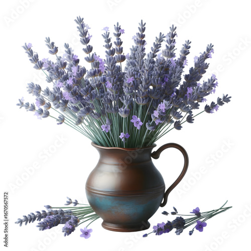 3D lavender vase isolated on white background
