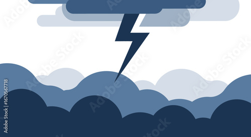 Stylized Weather Illustration Displaying Powerful Lightning Through Ominous Clouds
