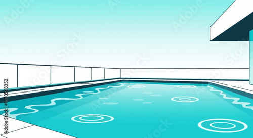 Stylized Swimming Pool Atop A Building Depicting Serenity And Modernity