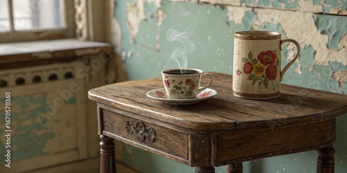 Steaming Coffee in Vintage ...