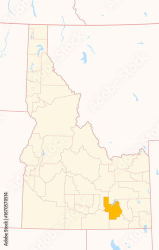 Map of the County Power (Idaho, US) showing the Federal State with the highlighted County