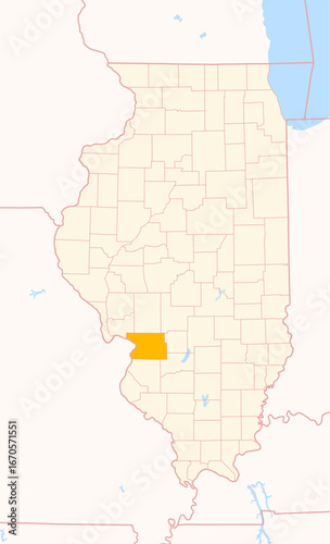 Map of the County Madison (Illinois, US) showing the Federal State with the highlighted County