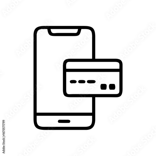 Mobile phone displaying credit card for online payment transaction  