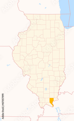 Map of the County Pope (Illinois, US) showing the Federal State with the highlighted County