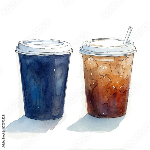 Cold Drinks Hand Drawn, watercolor clipart vector, isolated on a white background.