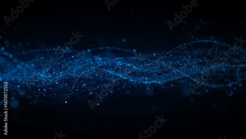 Abstract blue digital data wave and network connection technology background with glowing light dots, modern futuristic concept for science and communication