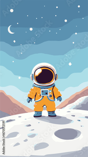 Astronaut floating on lunar surface