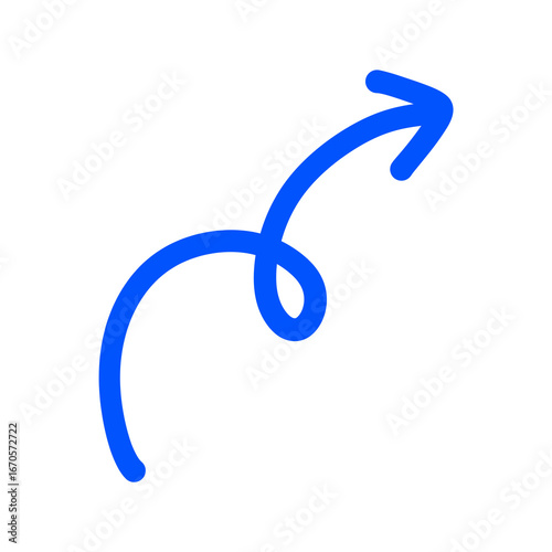 Hand Drawn Blue Curved Arrow