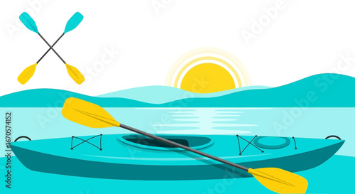 Turquoise Kayak Floating On Tranquil Waters With Calm Atmosphere