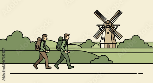 Two Friends Embarking On a Scenic Journey Through the Dutch Countryside