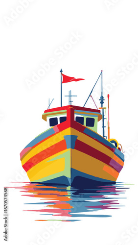 Cargo ship sailing in blue ocean