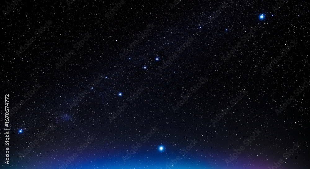 Fototapeta premium Night Sky - Stars and the Blue Horizon.