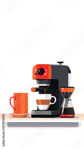 Coffee maker brewing fresh espresso