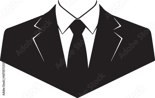 Suit with tie and collar silhouette vector illustration