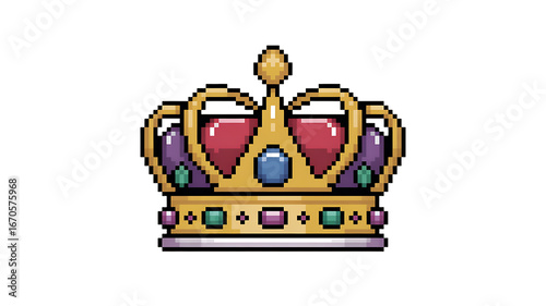 Golden Royal Crown Icon: a close-up, regal golden crown, bejeweled with a selection of sparkling stones. Perfect for adding a touch of royal flair to your design work, logo, or social media content. 