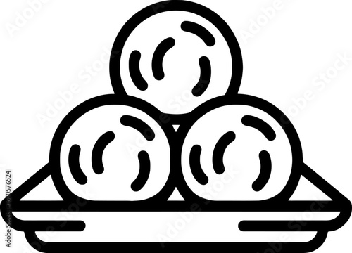 Icon of three round food items stacked on a plate, simple line art